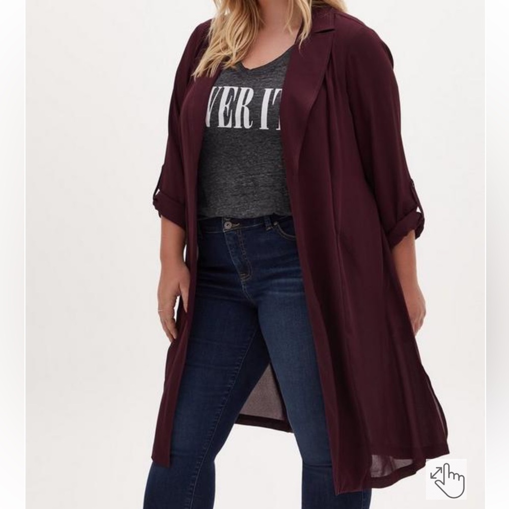 Torrid Georgette Drape Trench Jacket